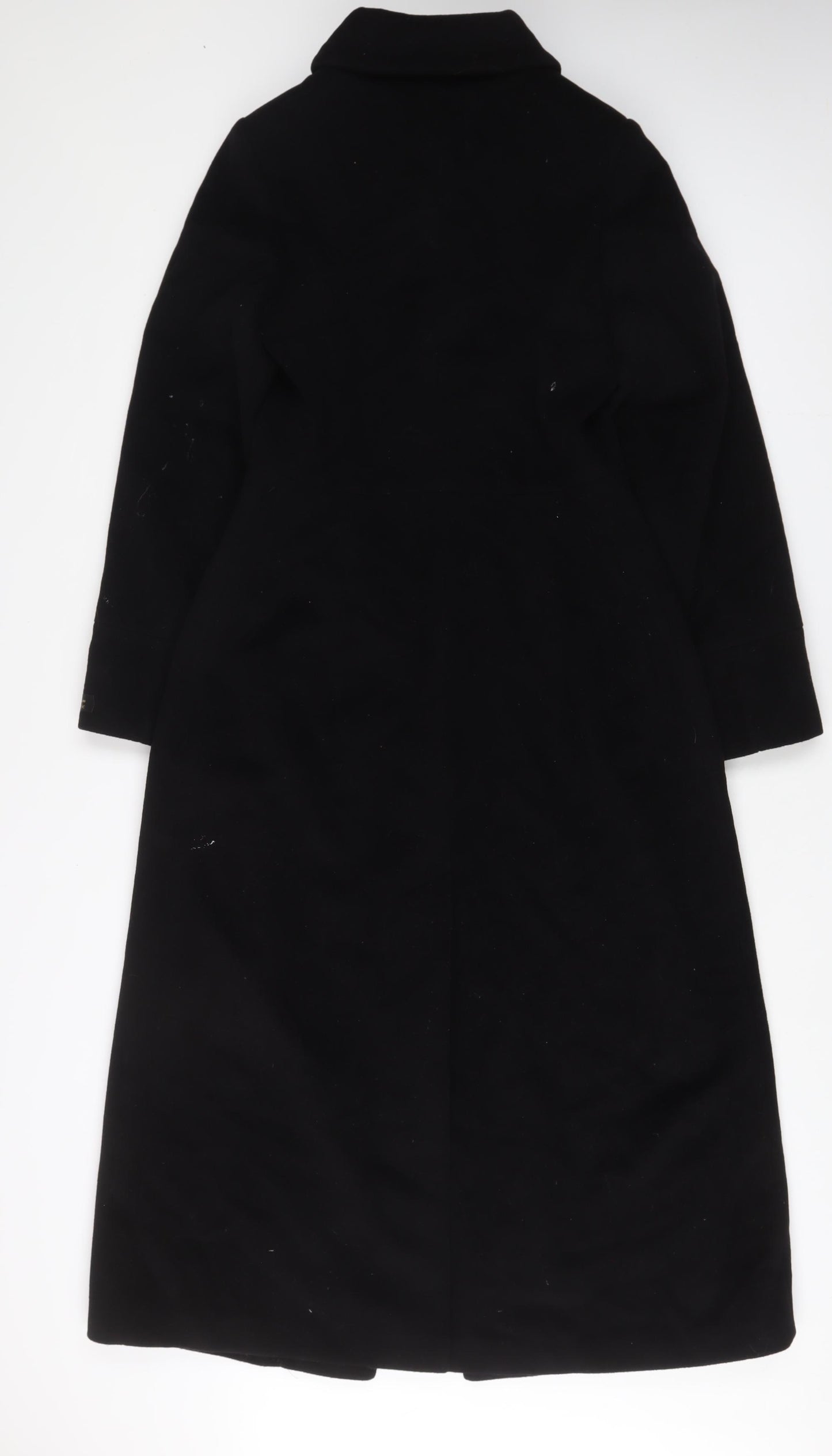 Marks and Spencer Womens Black Overcoat Coat Size 12 Button - Pockets