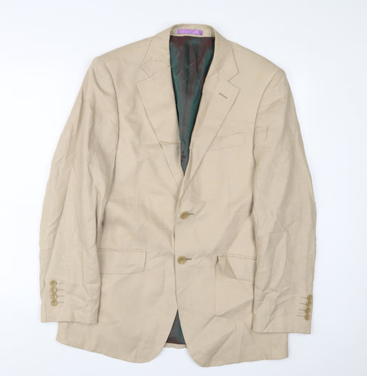 French Eye Mens Beige Linen Jacket Suit Jacket Size 36 Regular - Inside pockets