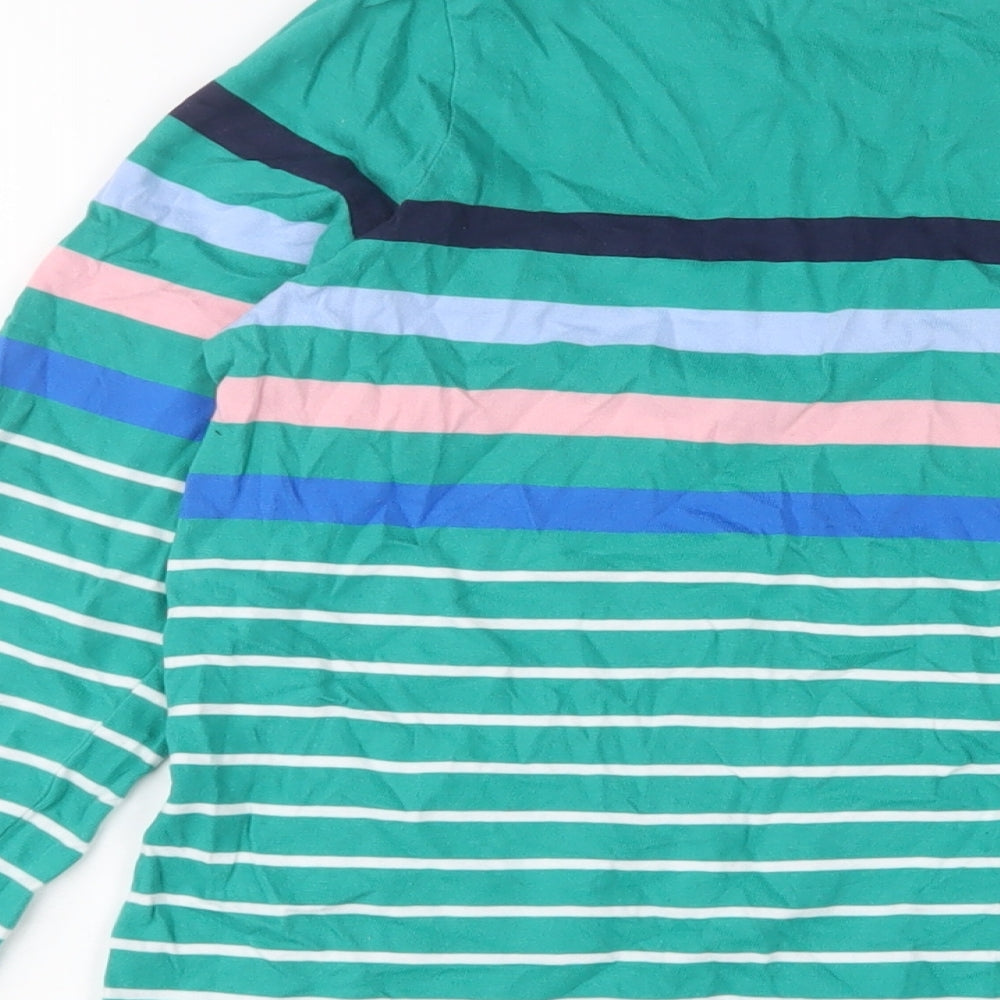 NEXT Womens Green Striped Cotton Basic T-Shirt Size 10 Crew Neck