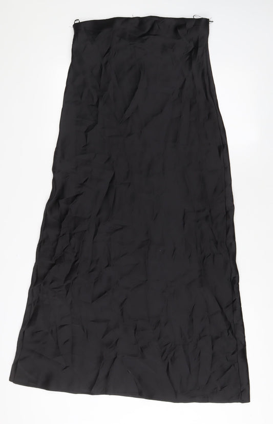 Zara Womens Black Polyester A-Line Skirt Size M Zip