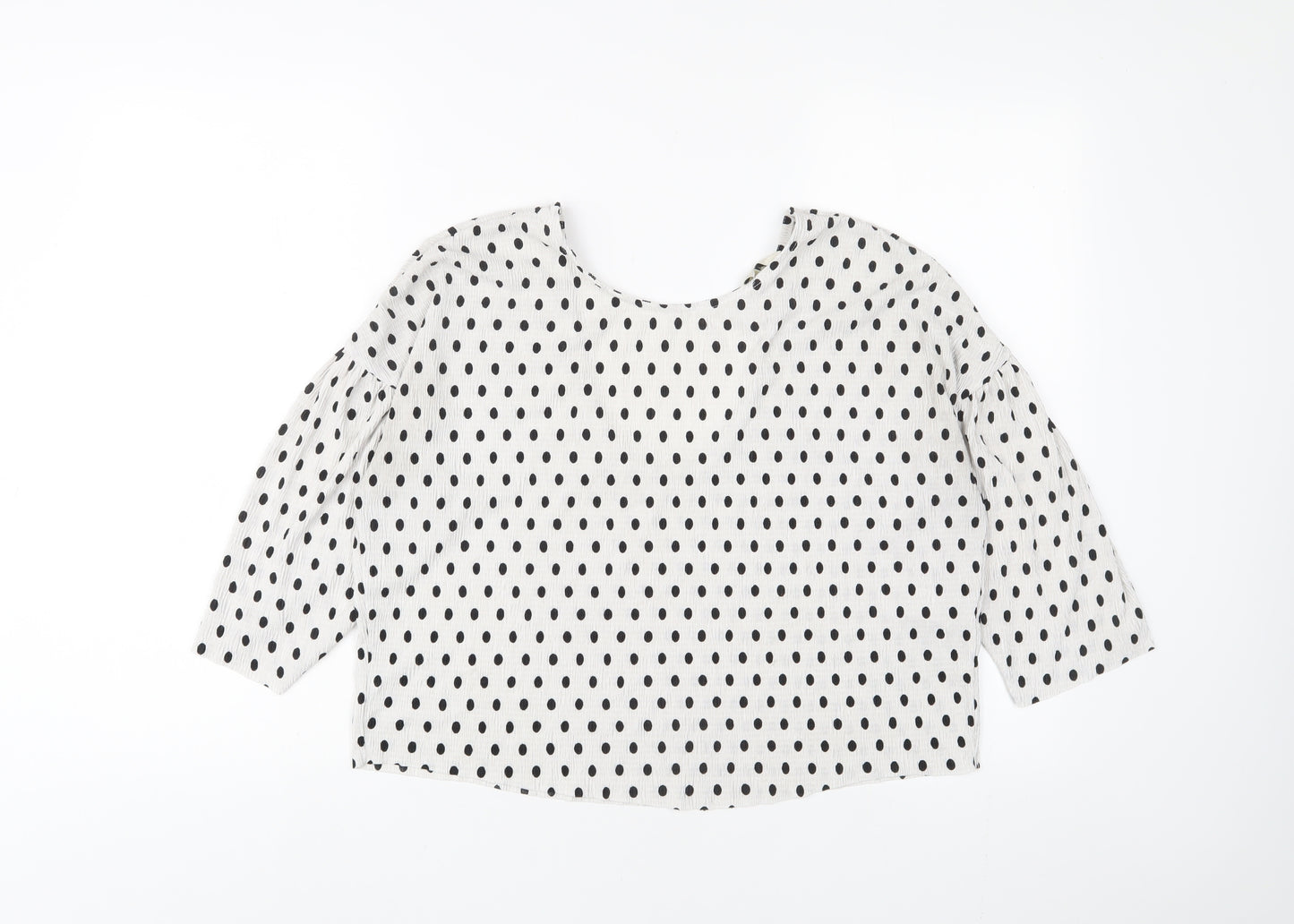 Miss Selfridge Womens White Polka Dot Polyester Basic T-Shirt Size 10 Crew Neck