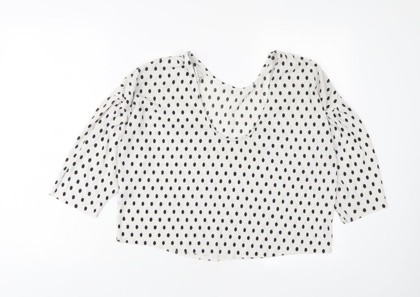 Miss Selfridge Womens White Polka Dot Polyester Basic T-Shirt Size 10 Crew Neck