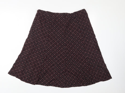 Classic Womens Multicoloured Geometric Polyester A-Line Skirt Size 16