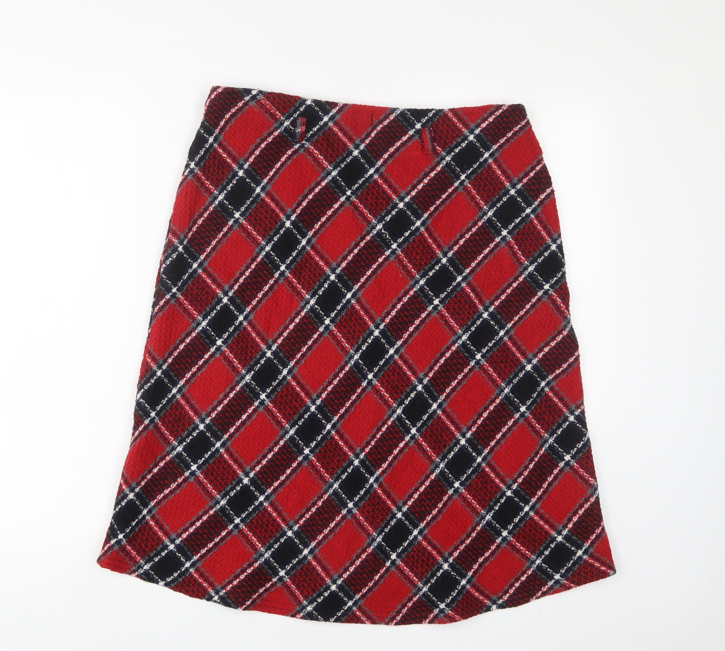 Bonmarché Womens Red Plaid Polyester A-Line Skirt Size 12