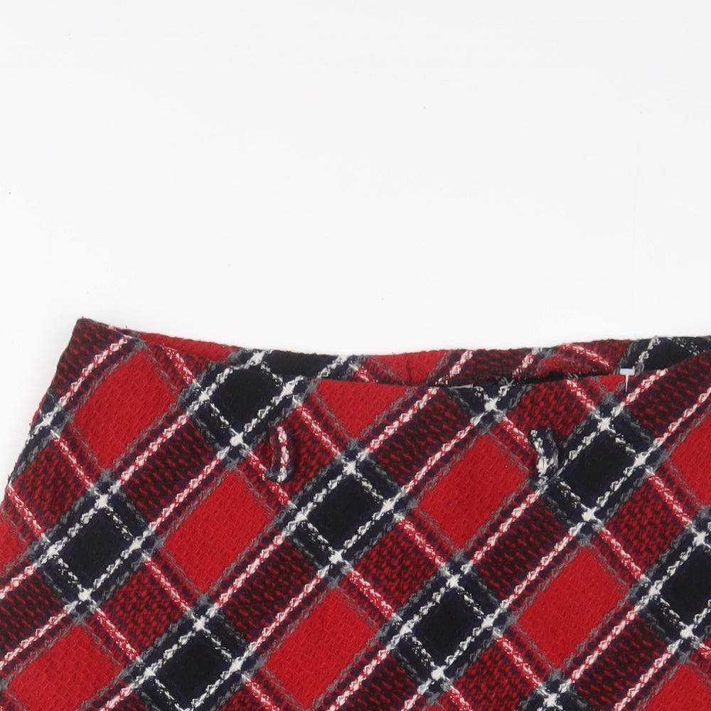 Bonmarché Womens Red Plaid Polyester A-Line Skirt Size 12