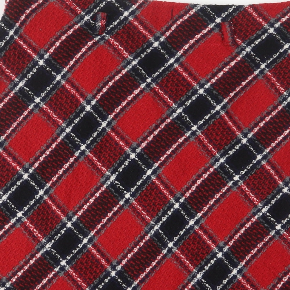 Bonmarché Womens Red Plaid Polyester A-Line Skirt Size 12