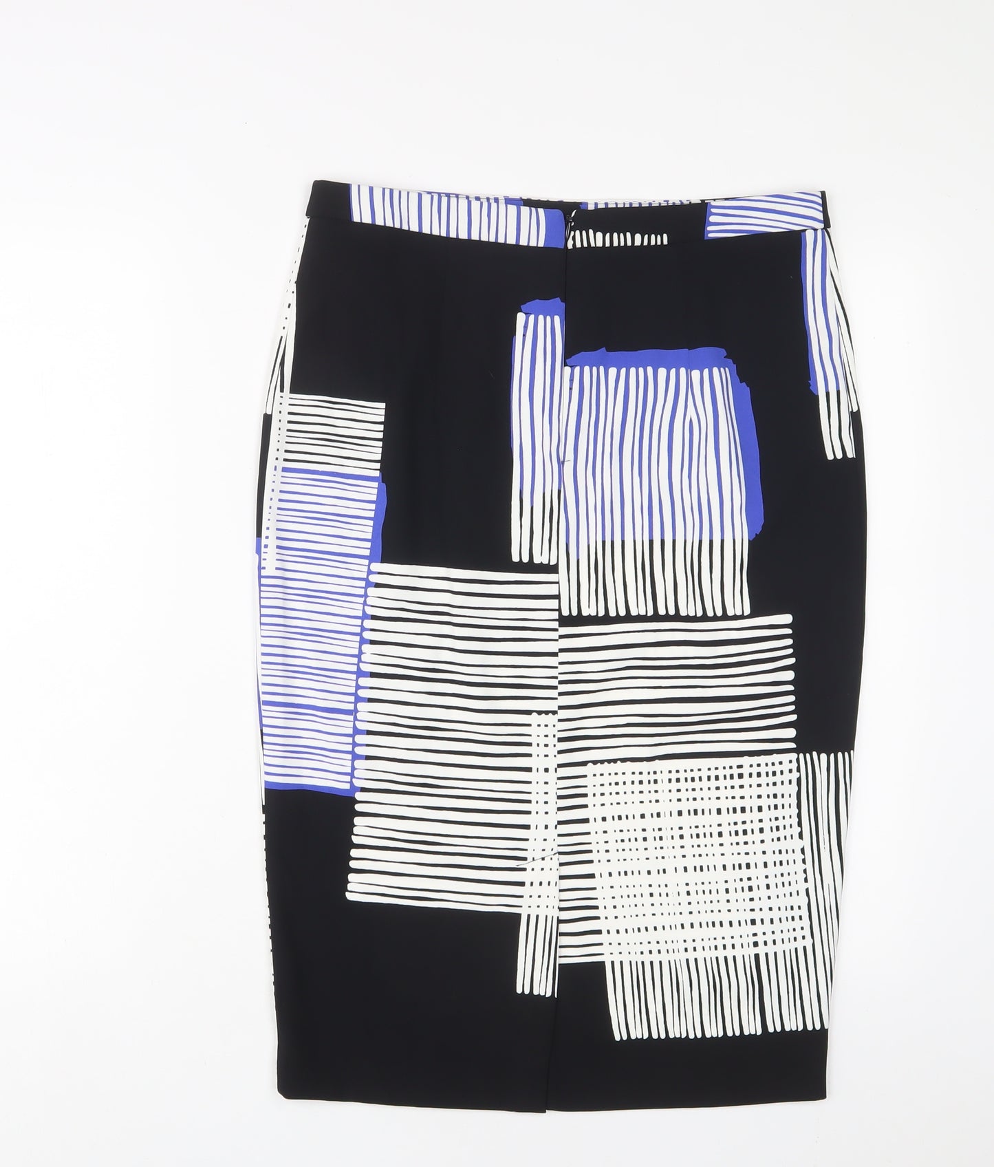 NEXT Womens Black Geometric Polyester A-Line Skirt Size 10 Zip