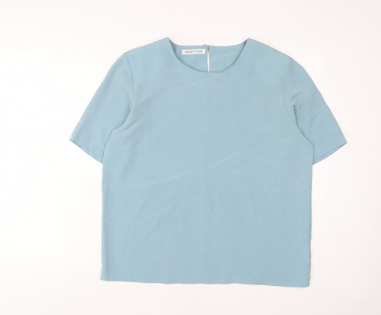 Jacques Vert Womens Blue Polyester Basic T-Shirt Size 14 Crew Neck