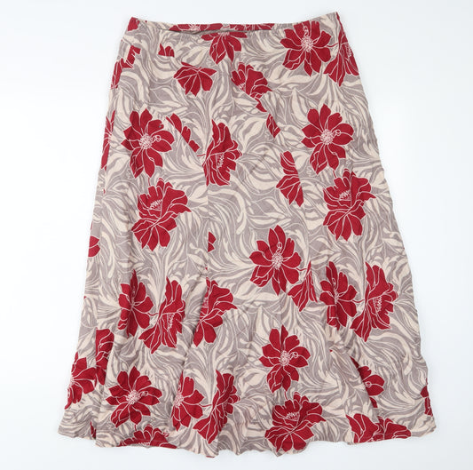 Windsmoor Womens Red Floral Linen A-Line Skirt Size 16