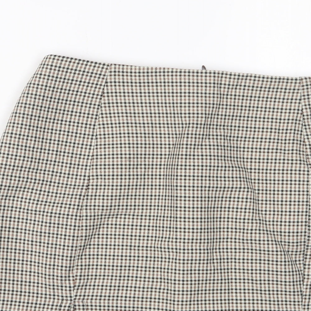 Nasty Gal Womens Brown Plaid Polyester A-Line Skirt Size 10 Zip