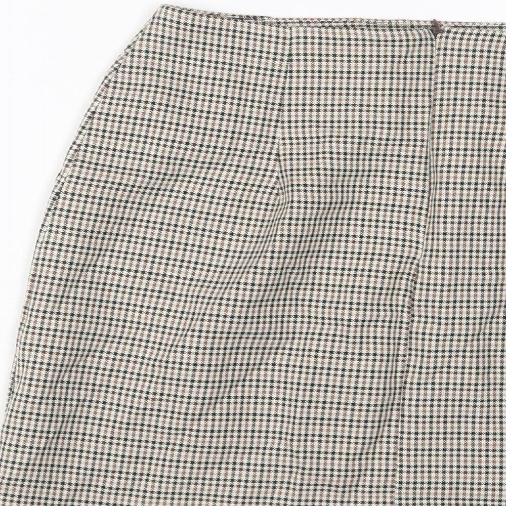 Nasty Gal Womens Brown Plaid Polyester A-Line Skirt Size 10 Zip