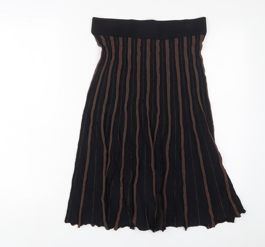 KOOKA Womens Brown Striped Viscose A-Line Skirt Size S