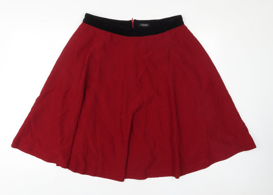 Lagom Womens Red Polyester A-Line Skirt Size 12 Zip