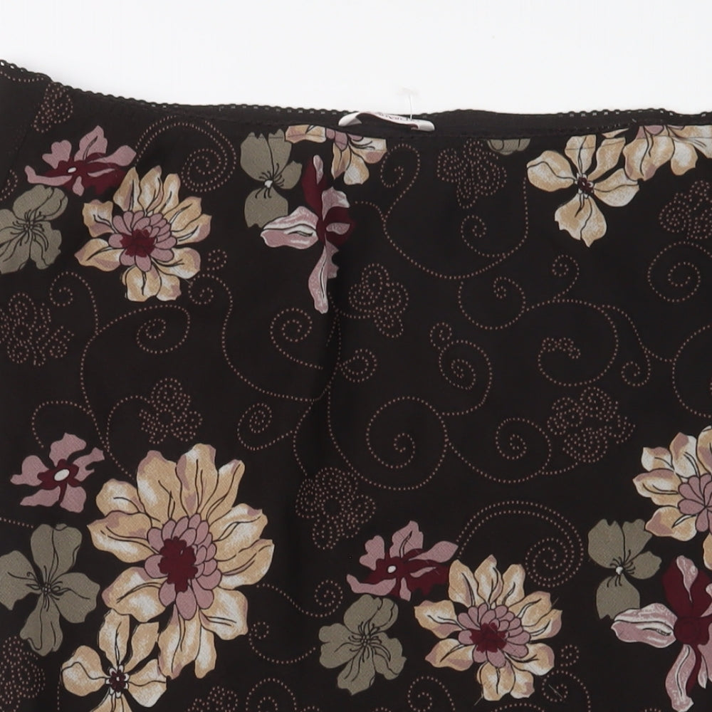 Bonmarché Womens Brown Floral Polyester A-Line Skirt Size 20