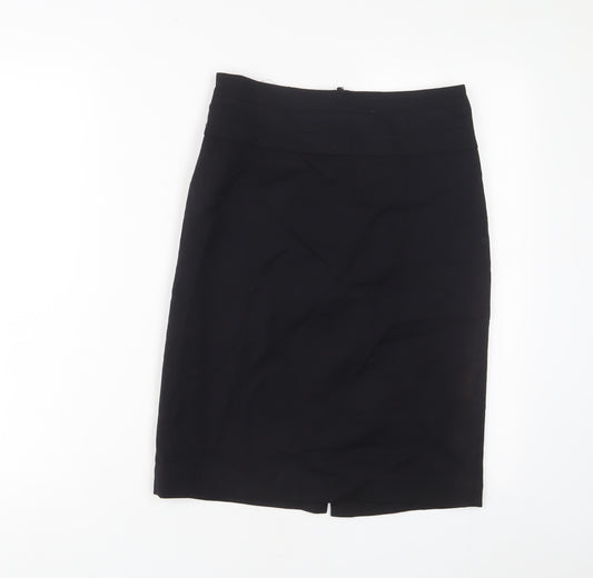 H&M Womens Black Polyester A-Line Skirt Size 8 Zip