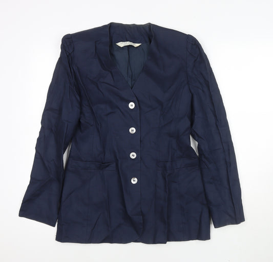 Laura Ashley Womens Blue Jacket Blazer Size 10 Button