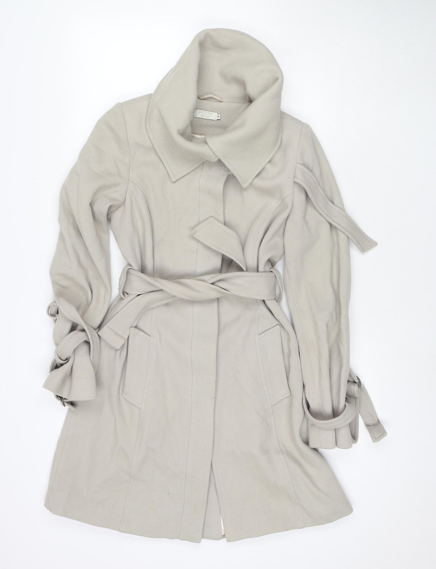 Topshop Womens Beige Pea Coat Coat Size 10 Button