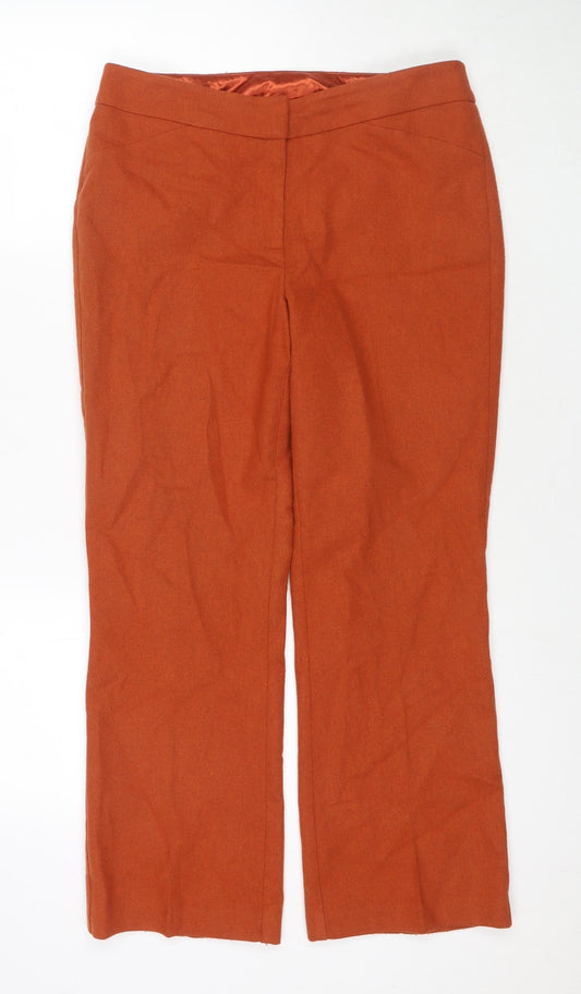 1923 Womens Orange Acrylic Trousers Size 10 L25 in Regular Zip