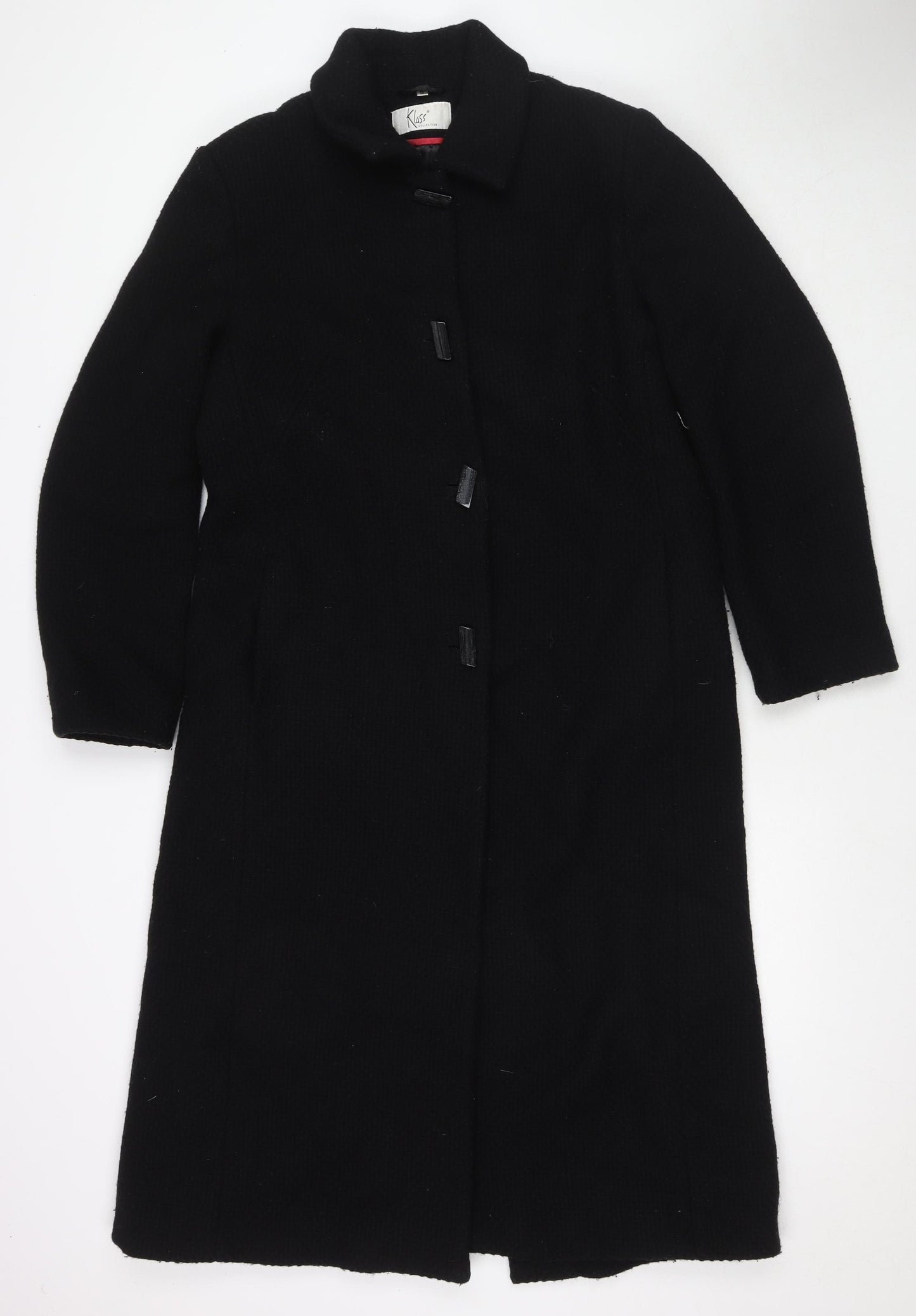 Klass Womens Black Overcoat Coat Size 14 Button