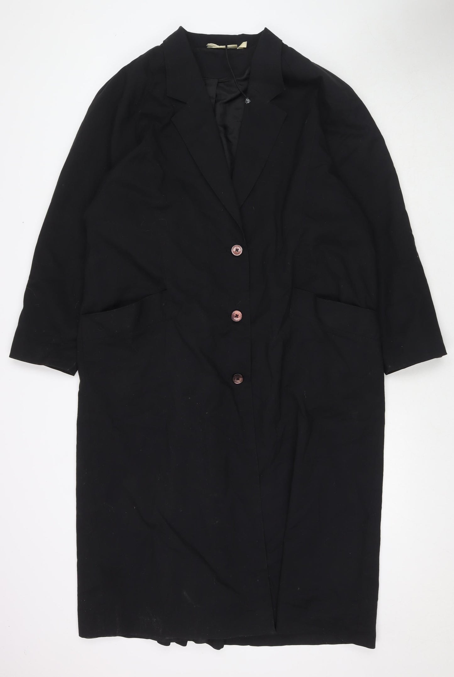 Charlotte Halton Womens Black Overcoat Coat Size 12 Button