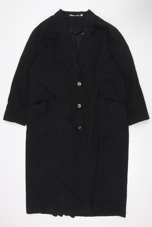 Charlotte Halton Womens Black Overcoat Coat Size 12 Button