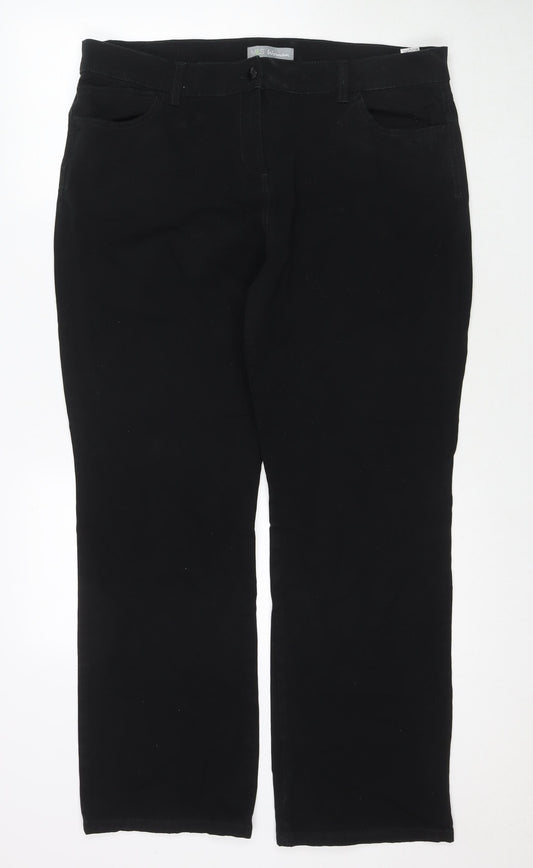 Marks and Spencer Womens Black Cotton Straight Jeans Size 20 L30 in Regular Zip