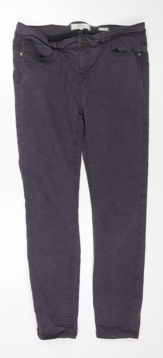 Fat Face Womens Grey Cotton Skinny Jeans Size 16 L27 in Regular Zip