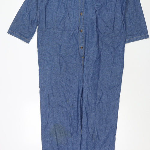 Hatch Womens Blue Cotton Jumpsuit One-Piece Size S L27 in Button