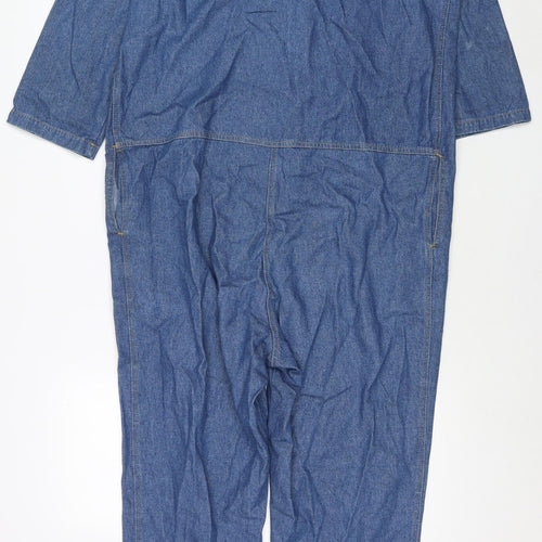 Hatch Womens Blue Cotton Jumpsuit One-Piece Size S L27 in Button