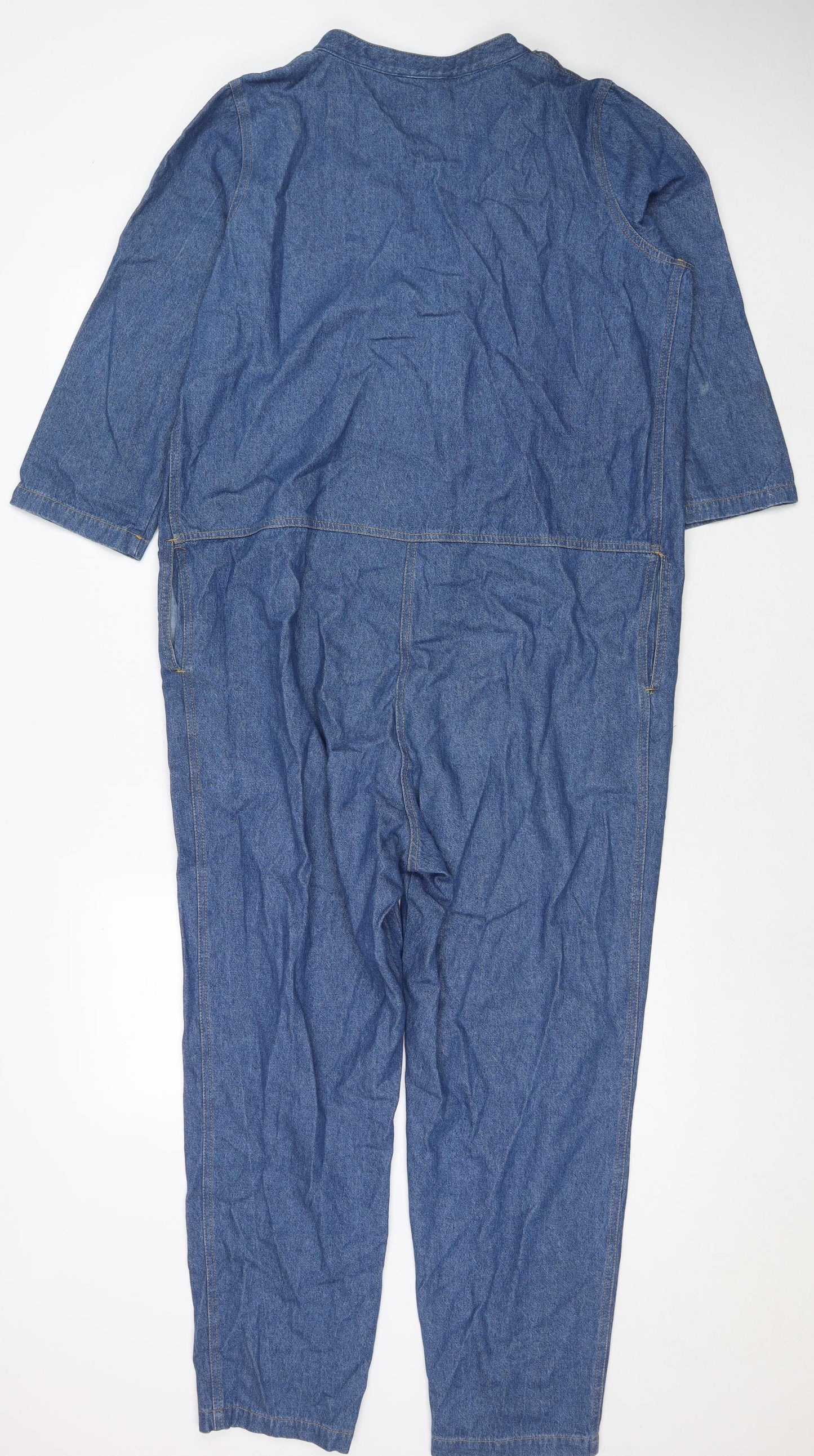 Hatch Womens Blue Cotton Jumpsuit One-Piece Size S L27 in Button