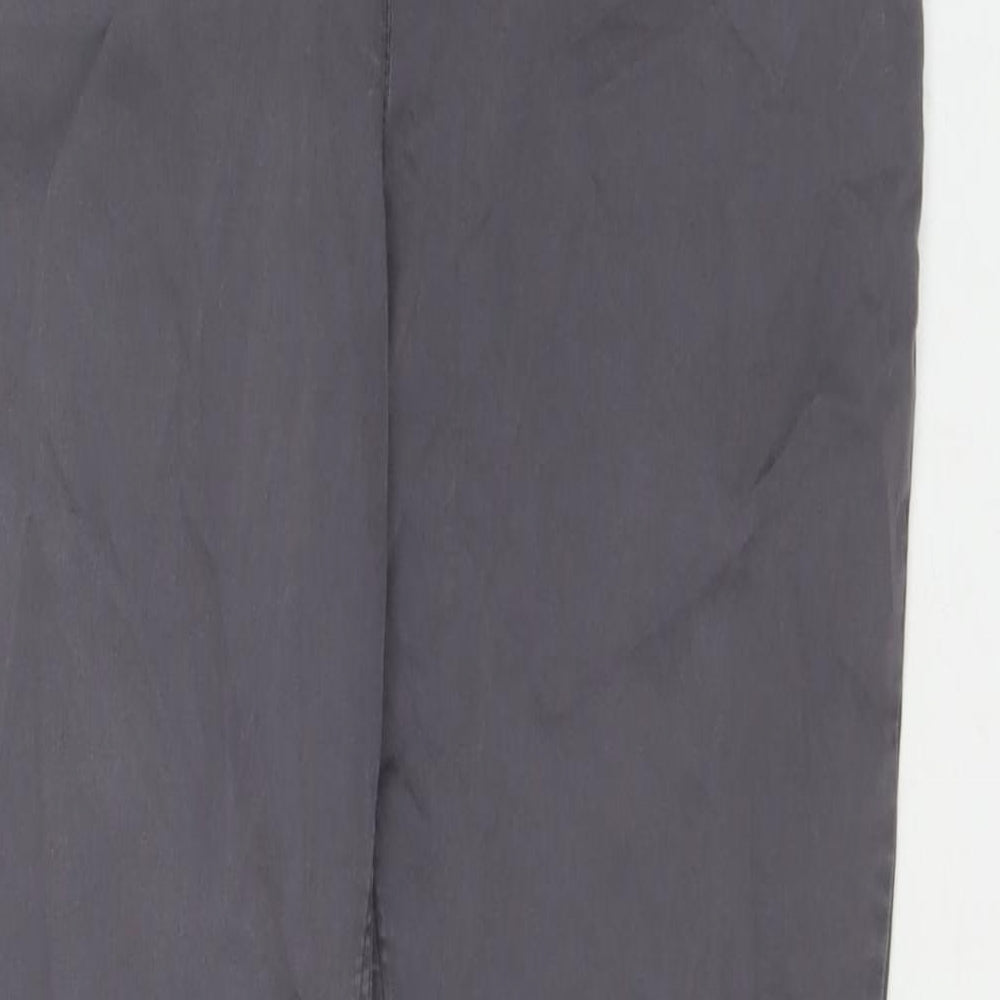 Per Una Womens Grey Cotton Trousers Size 14 L29 in Regular Zip