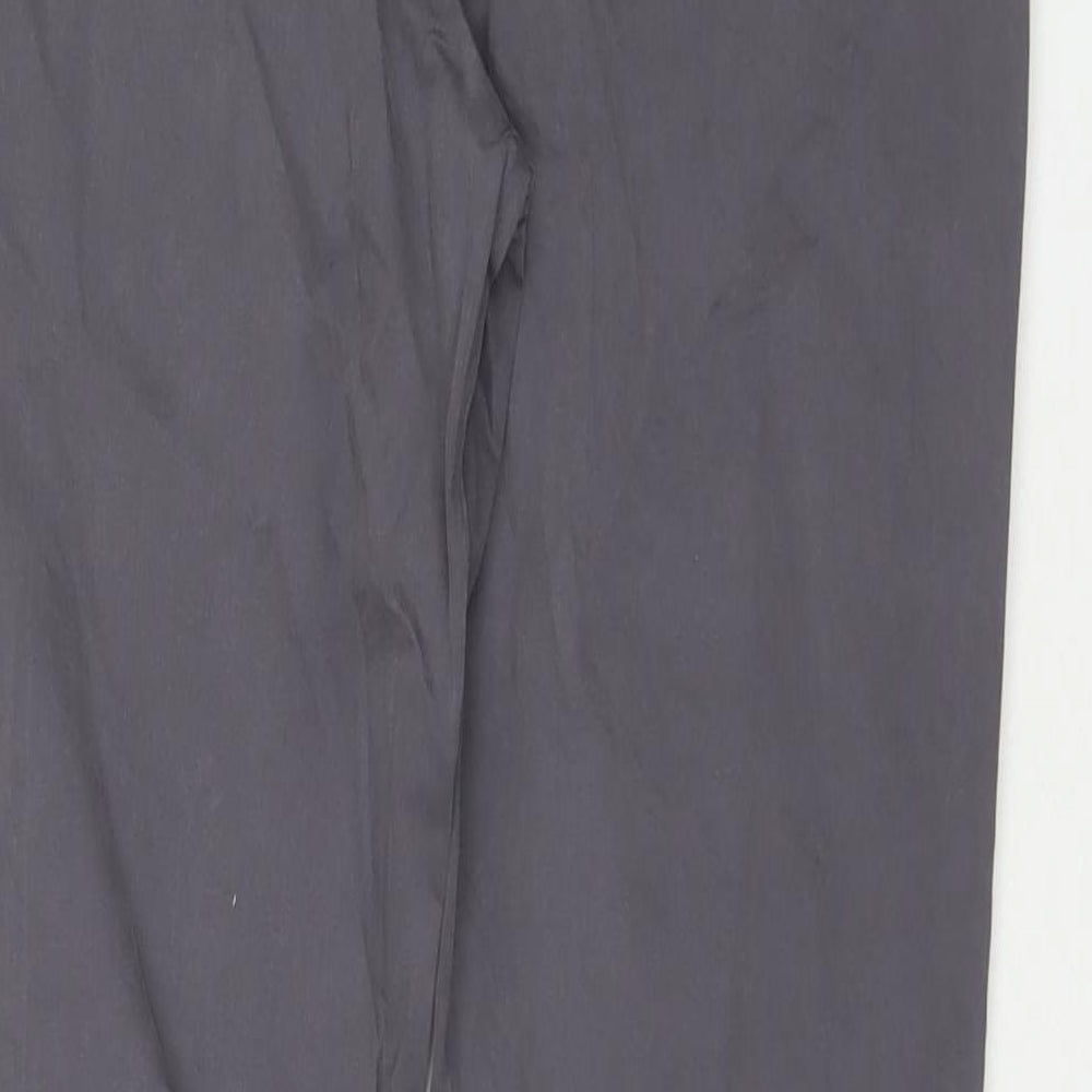 Per Una Womens Grey Cotton Trousers Size 14 L29 in Regular Zip