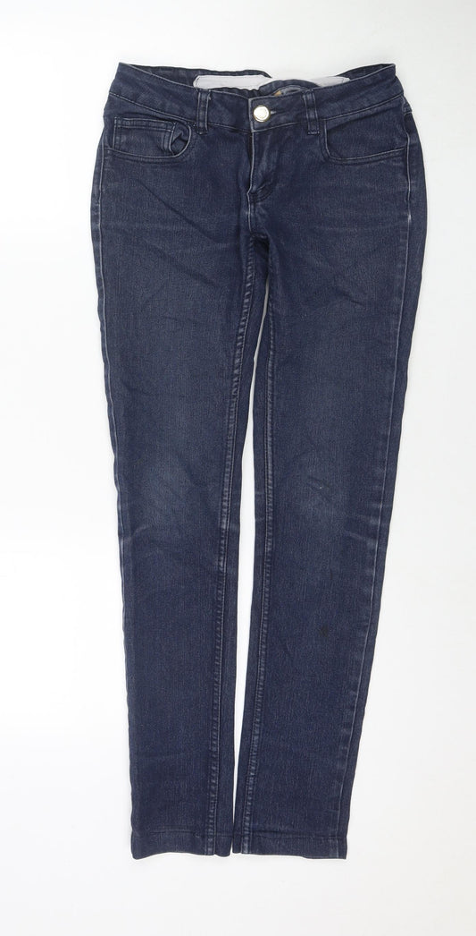 Skinny Womens Blue Polyester Blend Skinny Jeans Size 28 in L32 in Regular Zip