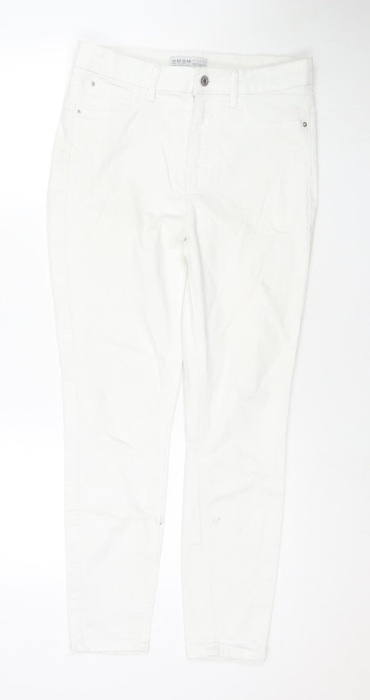 Denim & Co. Womens White Cotton Skinny Jeans Size 14 L26 in Regular Zip