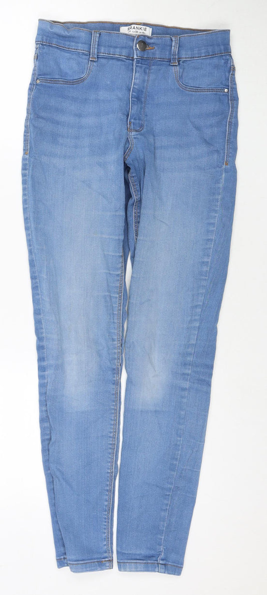 Dorothy Perkins Womens Blue Cotton Skinny Jeans Size 10 L27 in Regular Zip