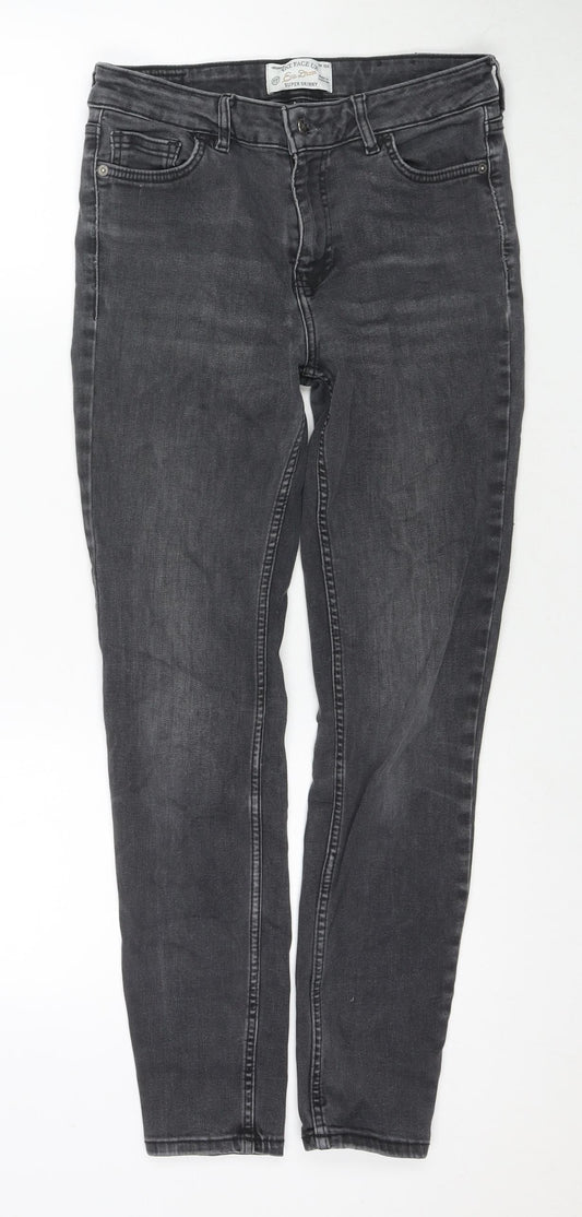 Fat Face Womens Blue Cotton Skinny Jeans Size 12 L27 in Regular Zip