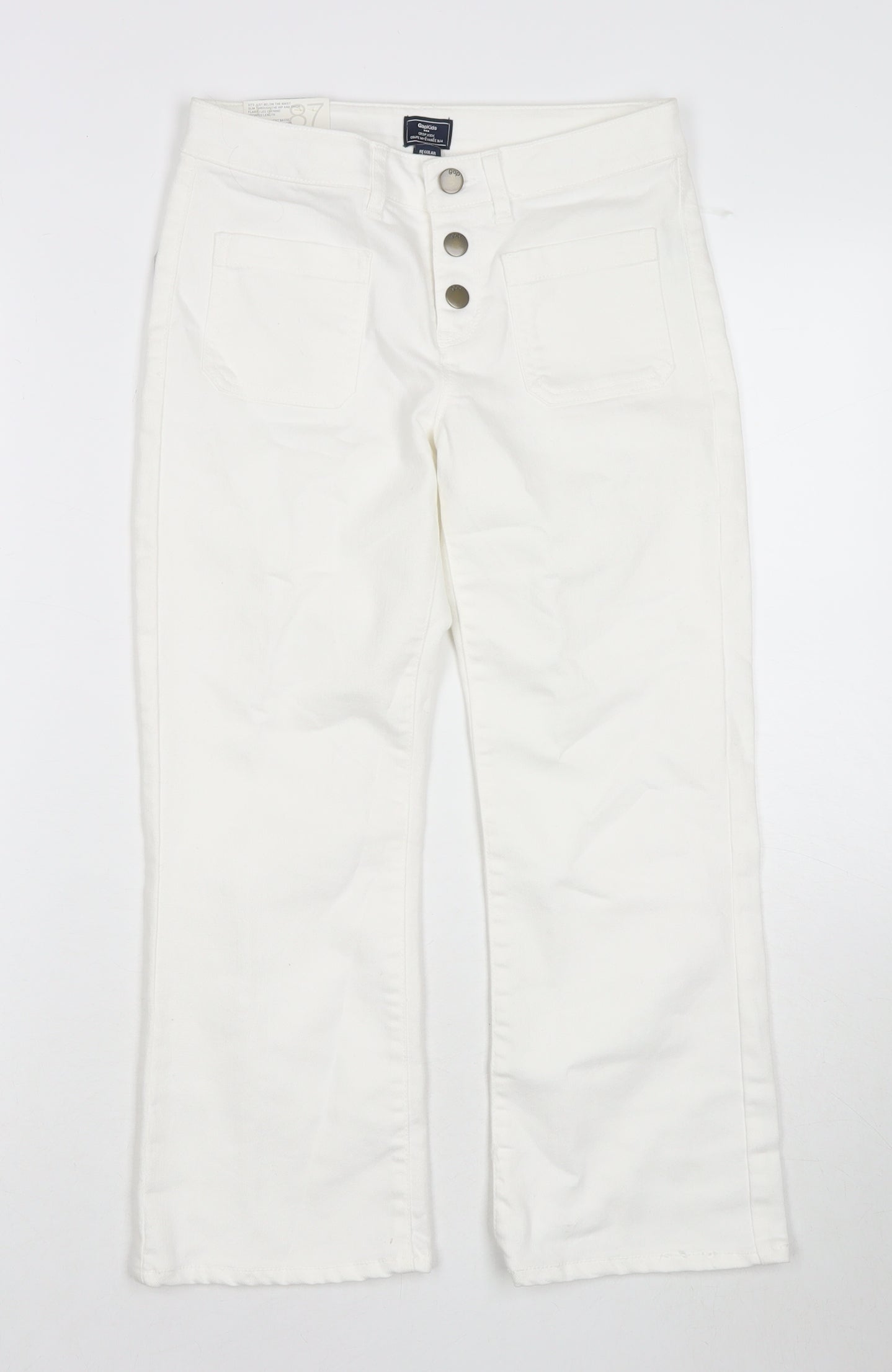 Gap Womens White Cotton Cropped Jeans Size 12 L22 in Regular Zip