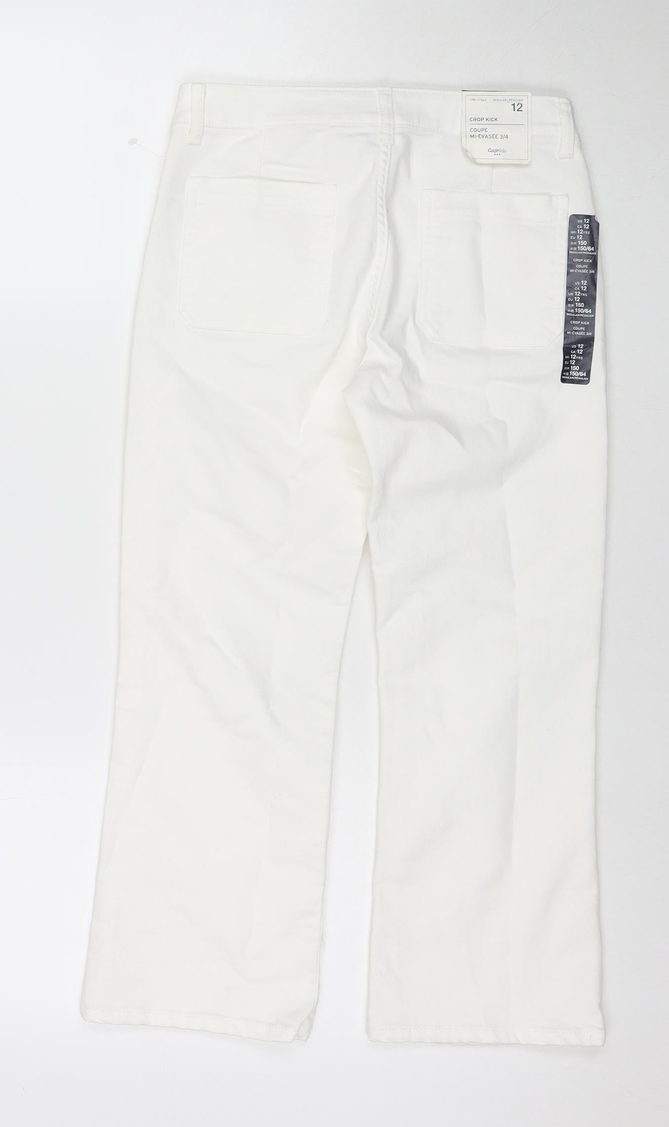 Gap Womens White Cotton Cropped Jeans Size 12 L22 in Regular Zip