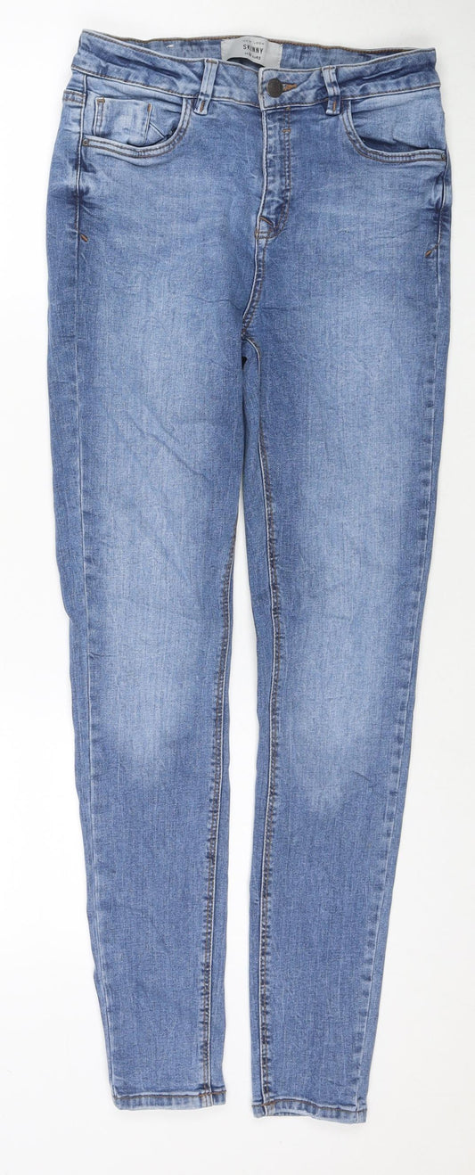 New Look Womens Blue Cotton Skinny Jeans Size 12 L29 in Regular Zip