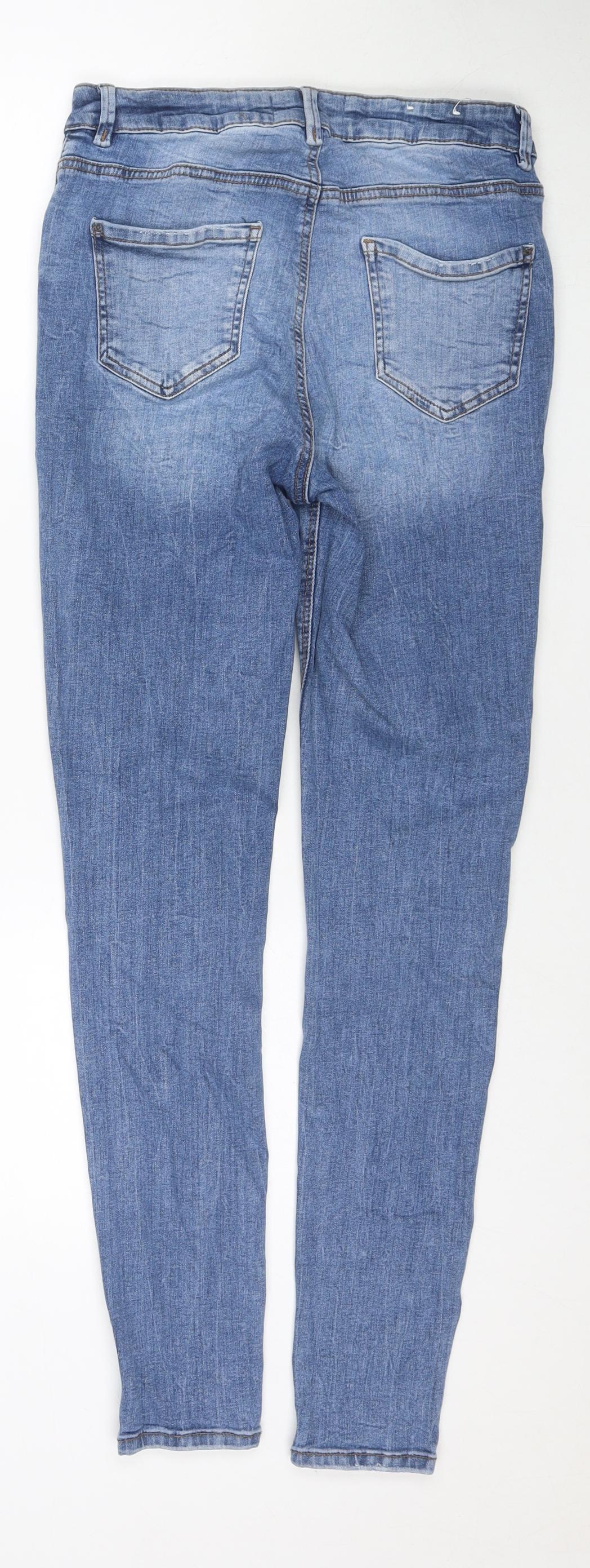 New Look Womens Blue Cotton Skinny Jeans Size 12 L29 in Regular Zip