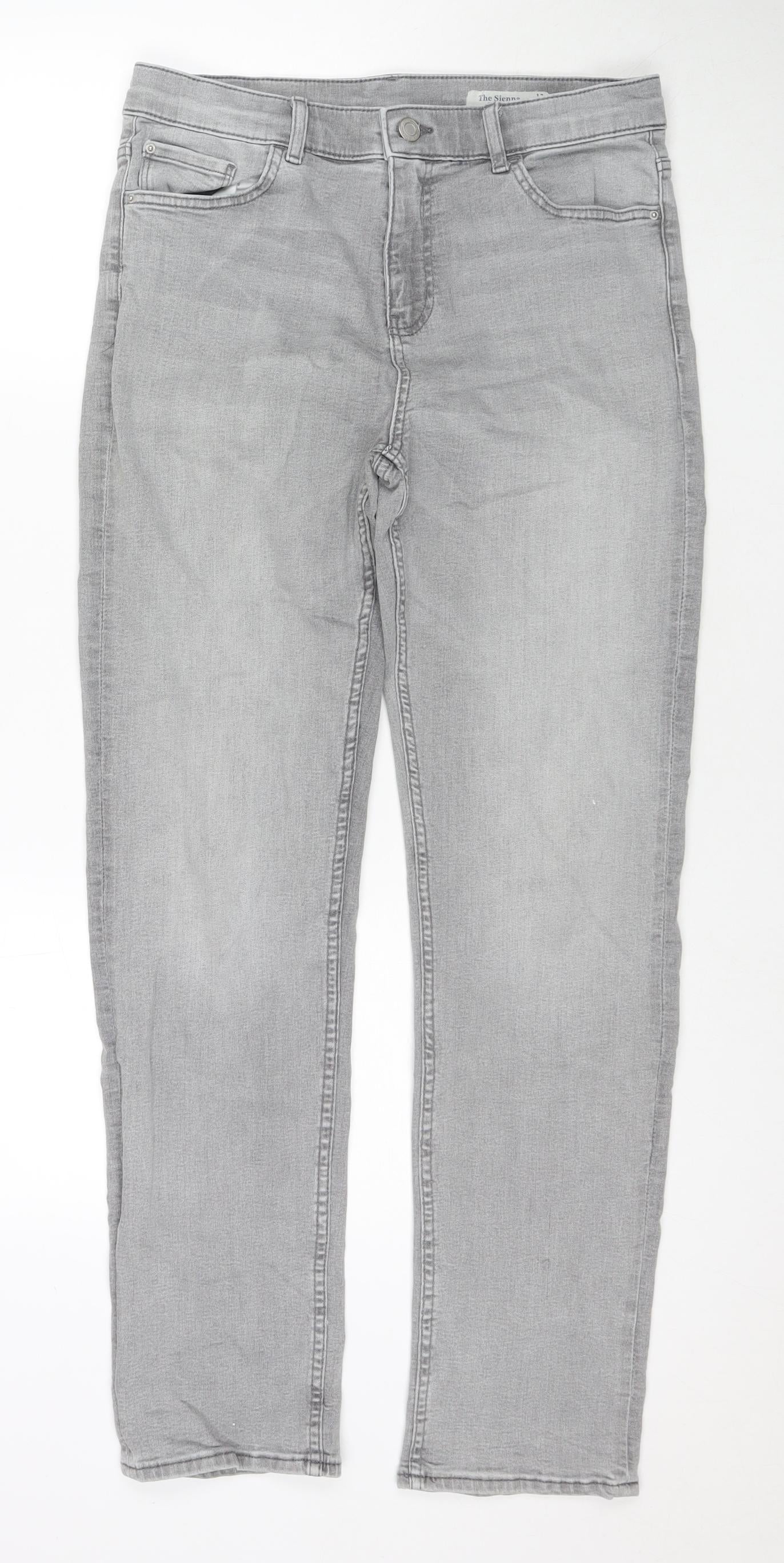 Marks and Spencer Womens Grey Cotton Skinny Jeans Size 12 L30 in Regular Zip