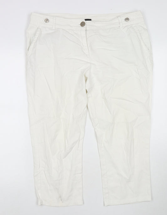 Wallis Womens White Cotton Straight Jeans Size 16 L23 in Regular Zip