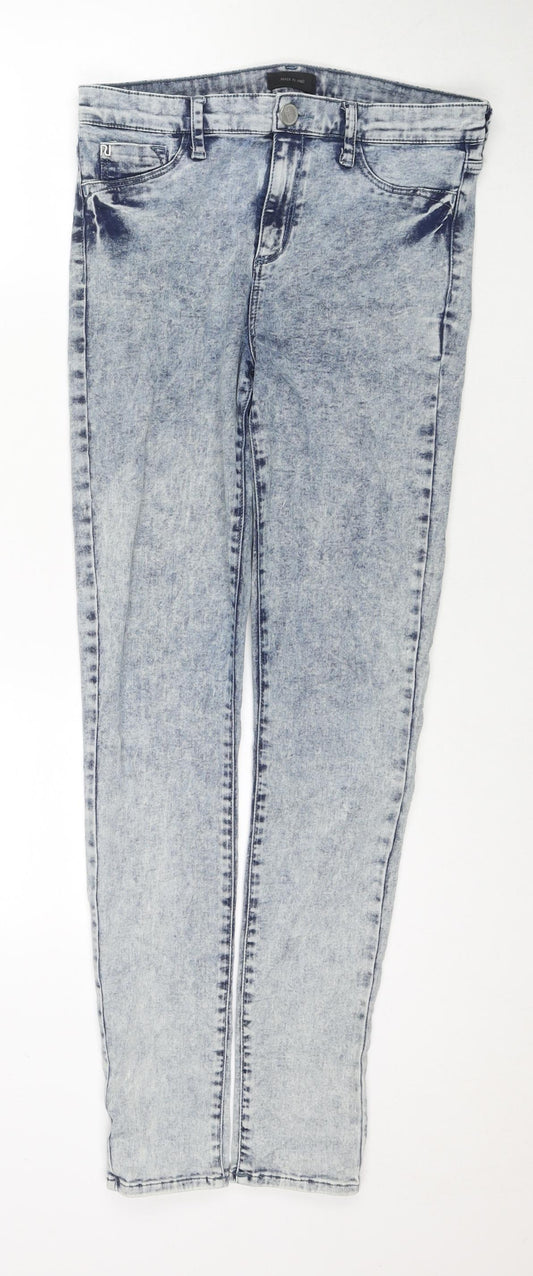 River Island Womens Blue Cotton Skinny Jeans Size 12 L30 in Regular Zip