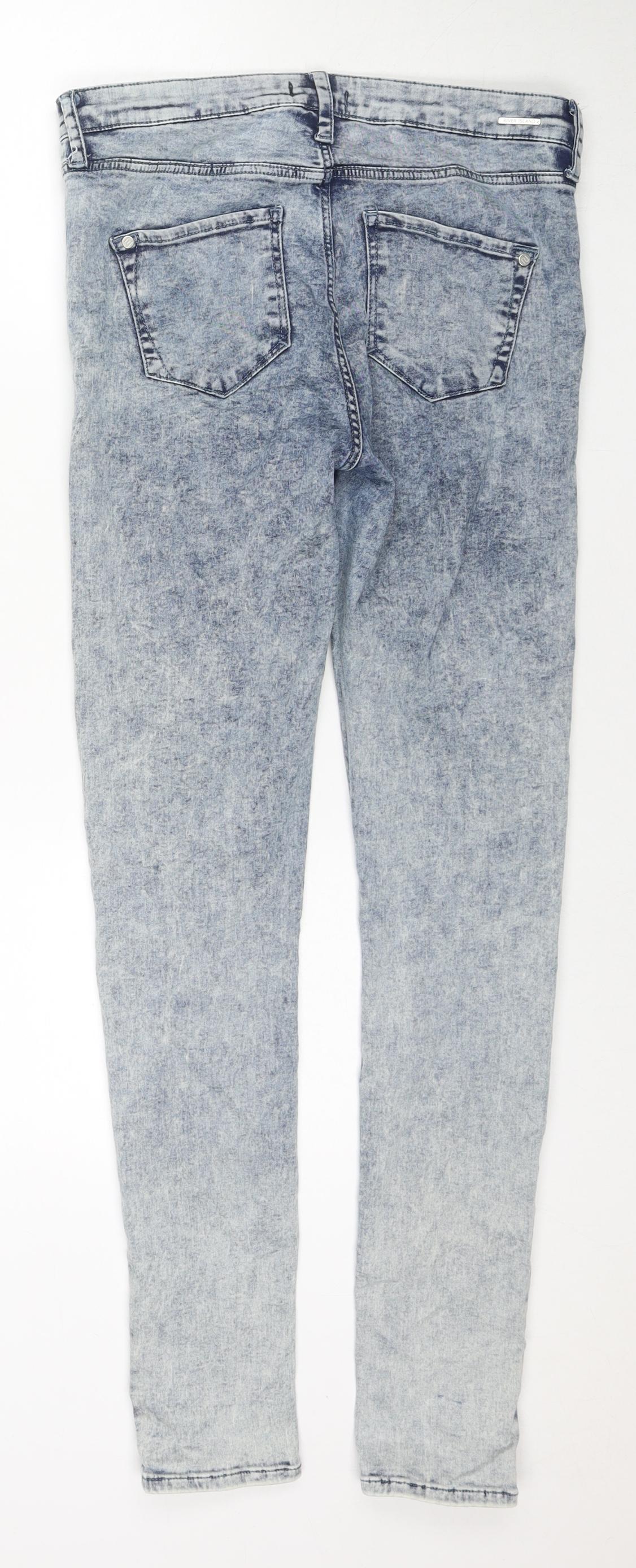 River Island Womens Blue Cotton Skinny Jeans Size 12 L30 in Regular Zip