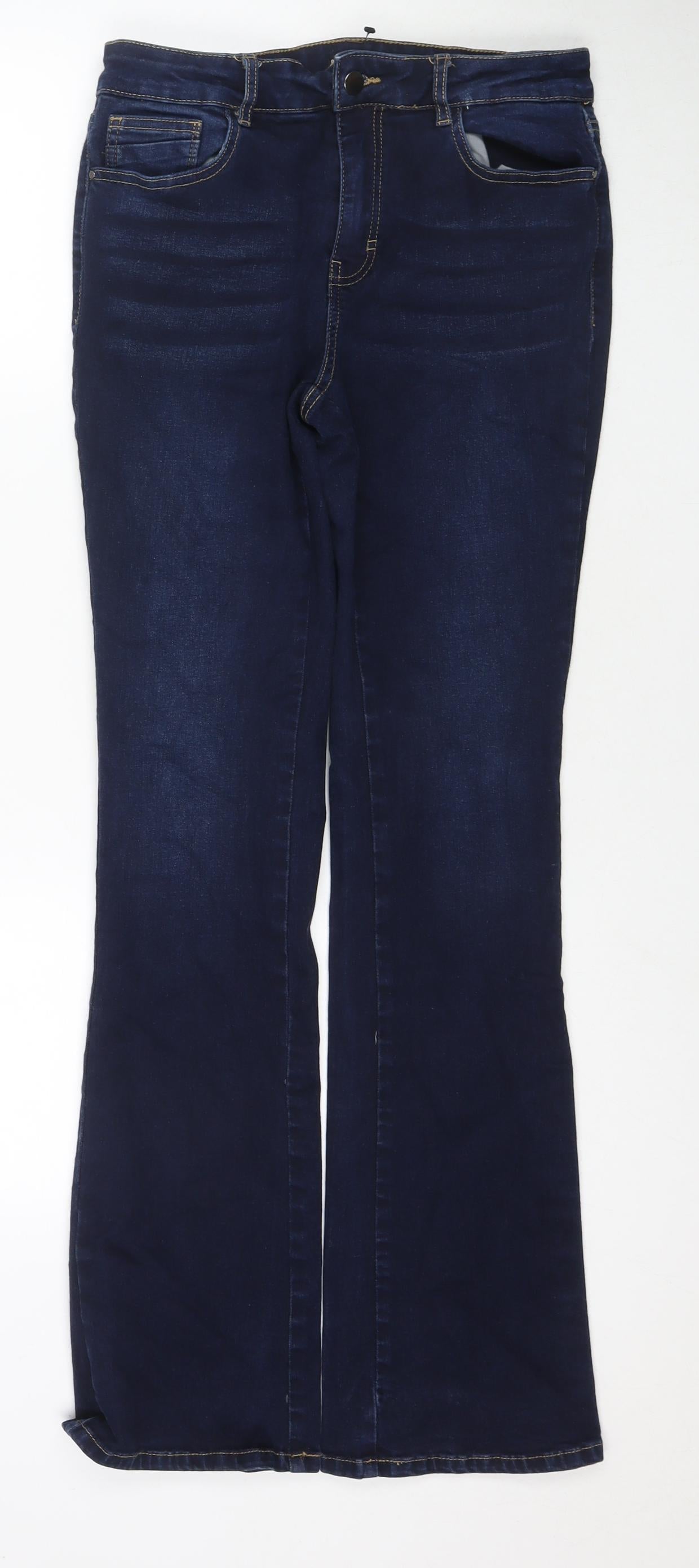 TU Womens Blue Cotton Bootcut Jeans Size 12 L31 in Regular Zip