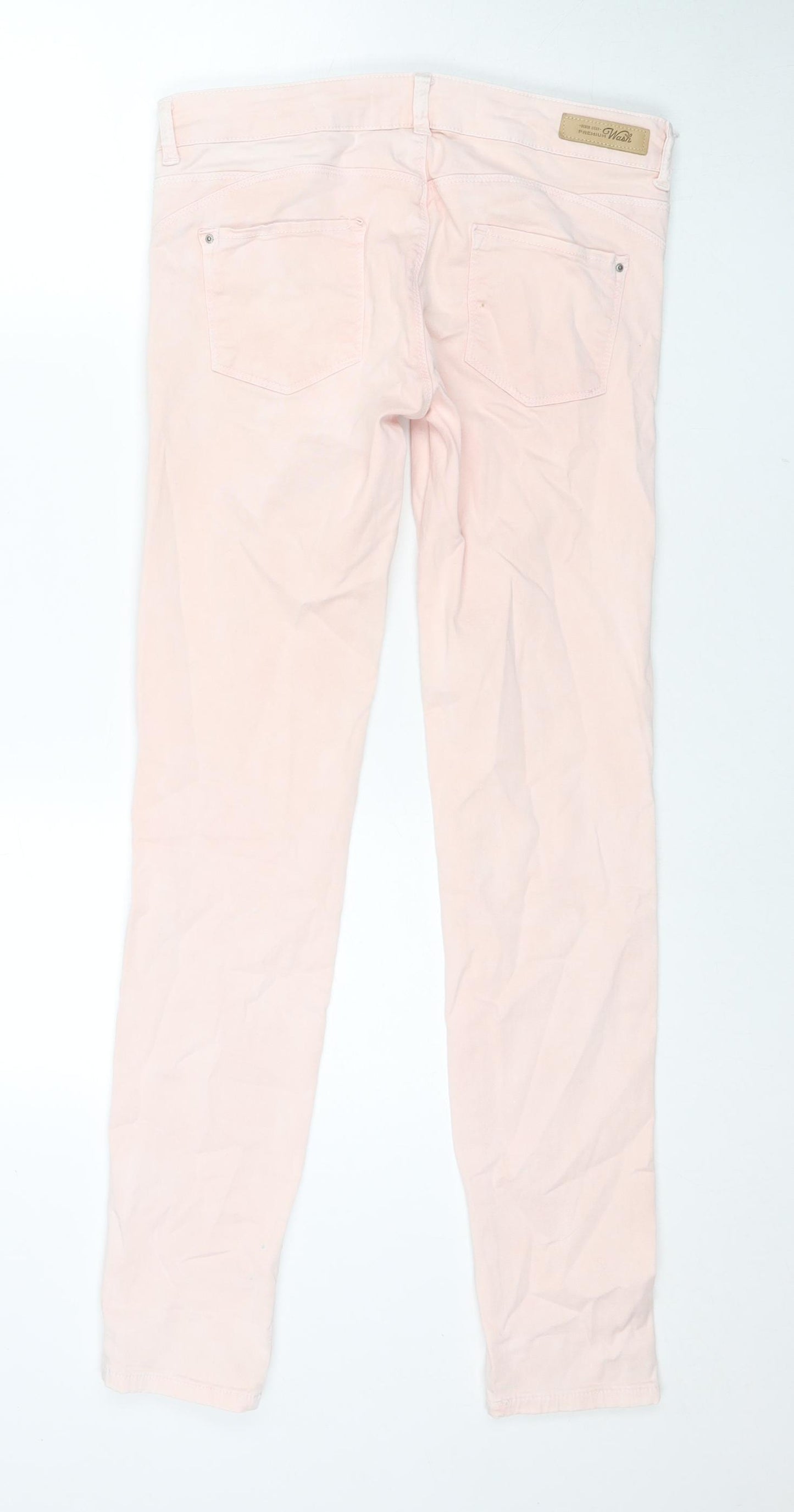 Zara Womens Pink Cotton Skinny Jeans Size 12 L31 in Regular Zip