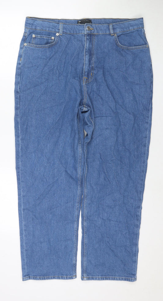 ASOS Mens Blue Cotton Straight Jeans Size 36 in L32 in Regular Zip