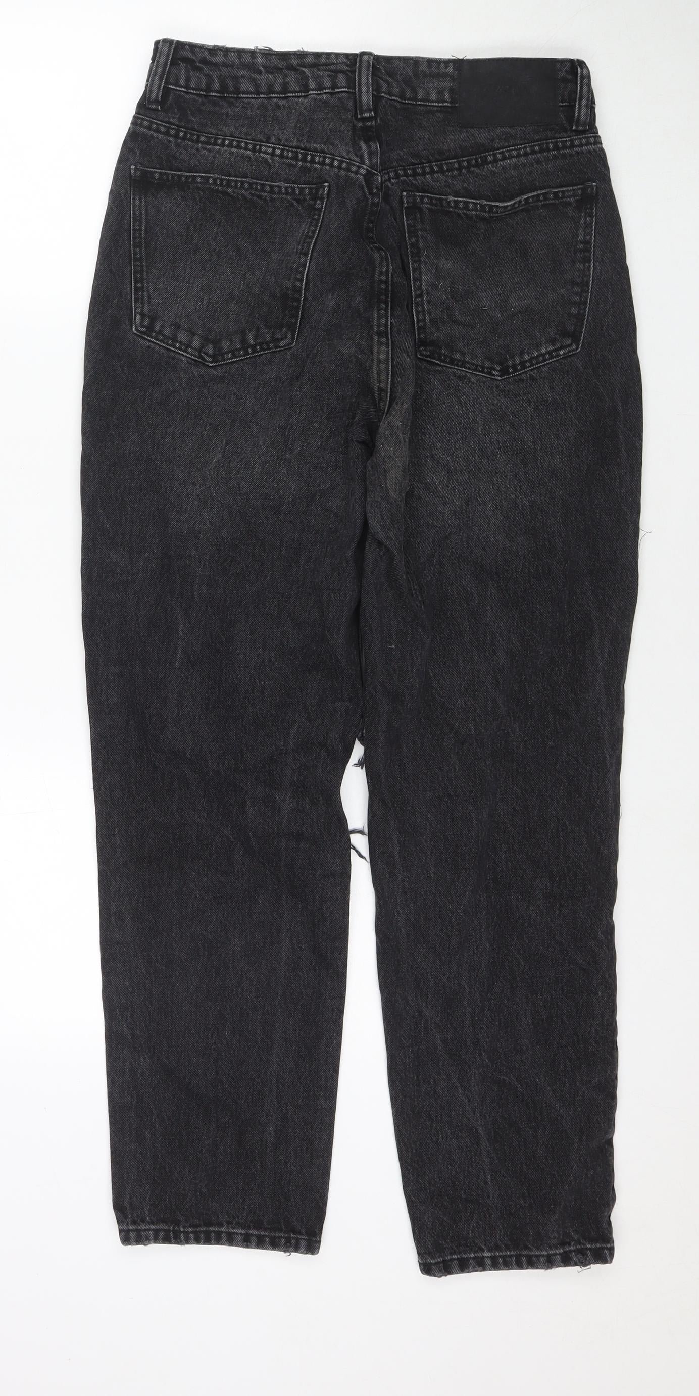 Zara Womens Black Cotton Straight Jeans Size 10 L27 in Regular Zip