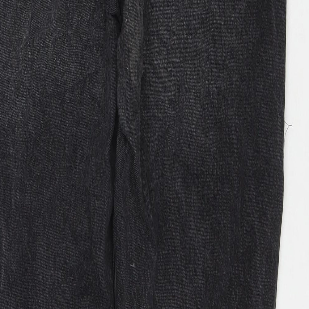 Zara Womens Black Cotton Straight Jeans Size 10 L27 in Regular Zip