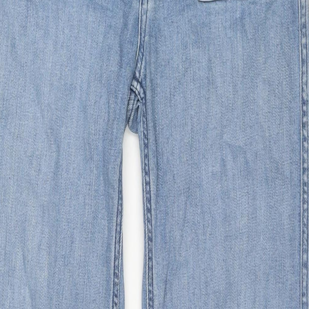 H&M Womens Blue Cotton Wide-Leg Jeans Size 10 L31 in Regular Zip